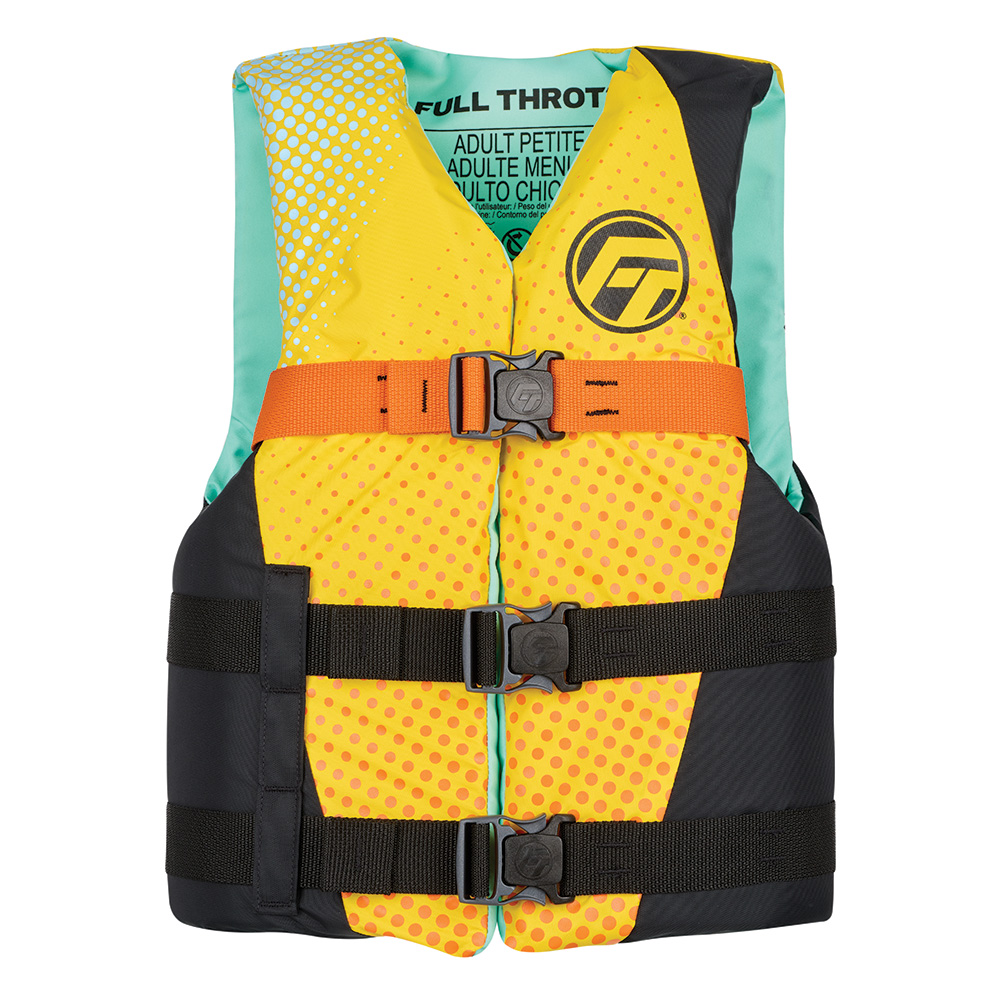 Image 1: Full Throttle Teen Nylon Life Jacket - Yellow/Black