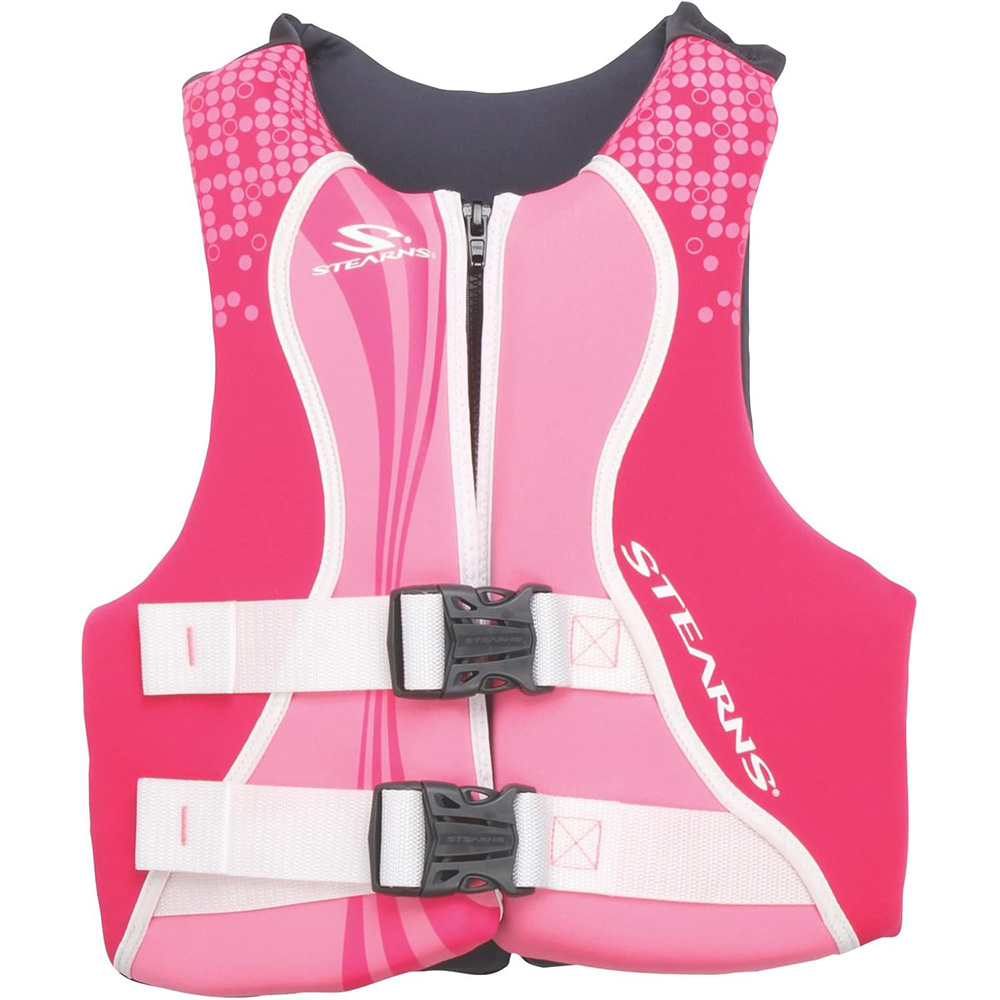 Image 1: Stearns Youth Hydroprene Life Vest - Type III - Pink/Hot Pink - 50-90lbs