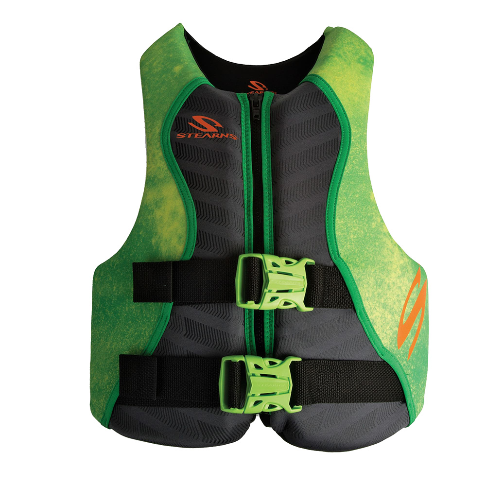 Image 1: Stearns Youth Hydroprene Life Vest - Type III - Green - 50-90lbs