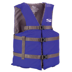 Image 1: Stearns Adult Life Vest USCG Approved Type III PFD - Blue - Oversize Fit