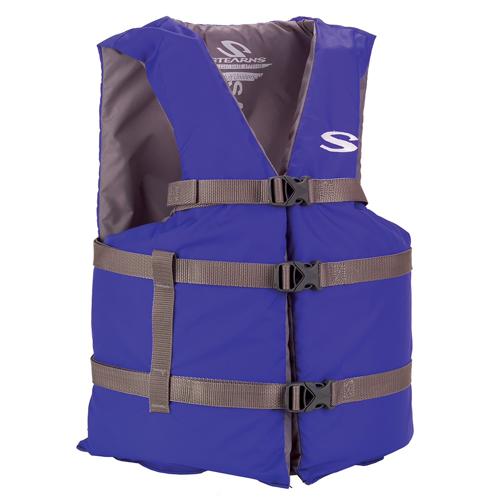 Image 1: Stearns Adult Life Vest USCG Approved Type III PFD - Blue - Oversize Fit