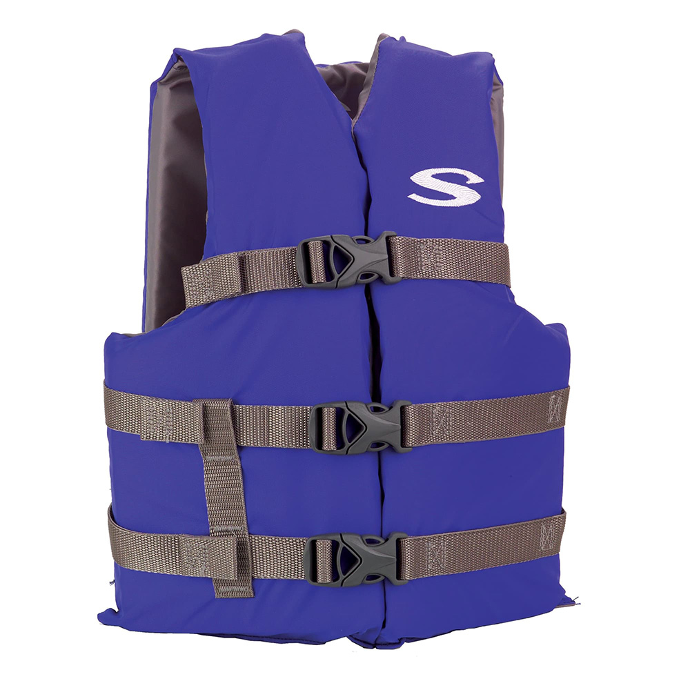 Image 1: Stearns Adult Life Vest USCG Approved Type III PFD - Blue - Standard Fit
