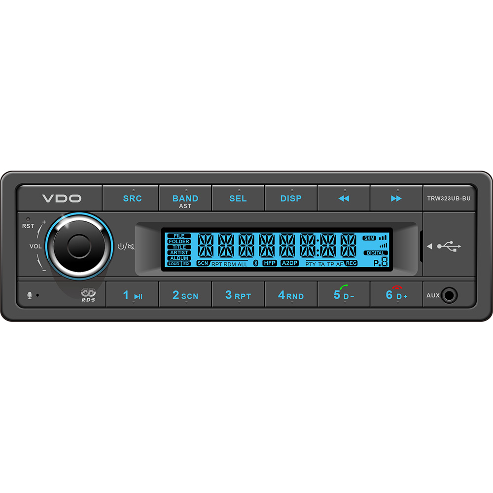 Image 1: VDO 24V Radio w/FM RDS Tuner/MP3/WMA/USB/Bluetooth - Blue Illumination