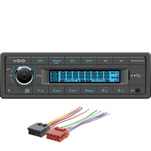 Image 1: VDO 12V Radio w/FM RDS Tuner MP3/WMA/USB/Bluetooth - Blue Illumination - Includes Power Speaker Harness