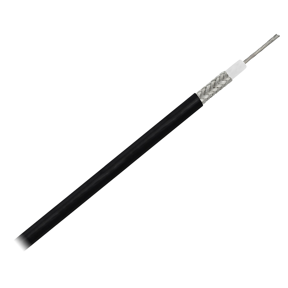 Image 1: Pacer RG58AU Coax Cable Stranded TV Cond TV Braid - Black Jacket - 200'