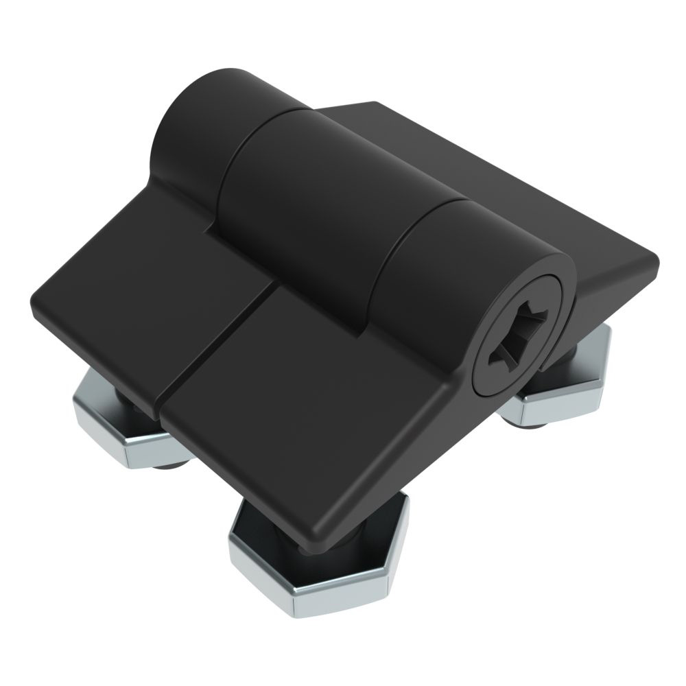 Image 1: Southco Adjustable Torque Hinge, Symmetric Torque, Small Size, Acetal Copolymer, Natural, Black