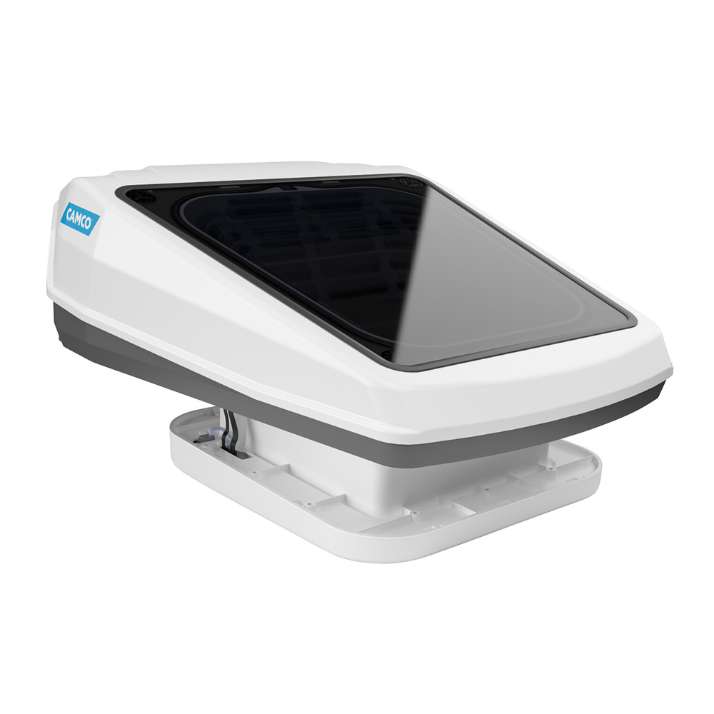 Image 1: Camco Powered Roof Vent w/Skylight - White