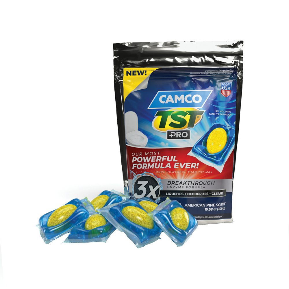 Image 1: Camco TST Pro RV Holding Tank Treatment Drop-Ins - American Pine *10-Pack