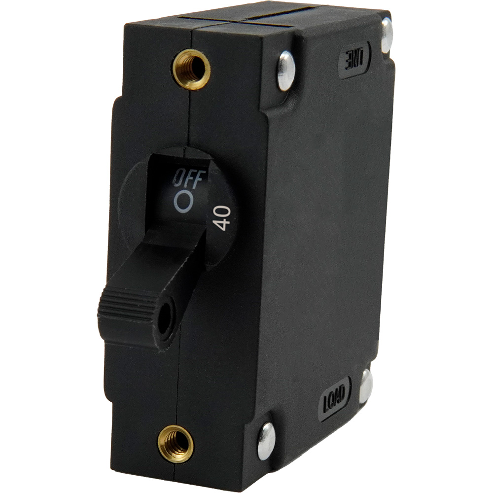 Image 1: Egis A Series Black Toggle Panel Mount Circuit Breaker - Single Pole 40A