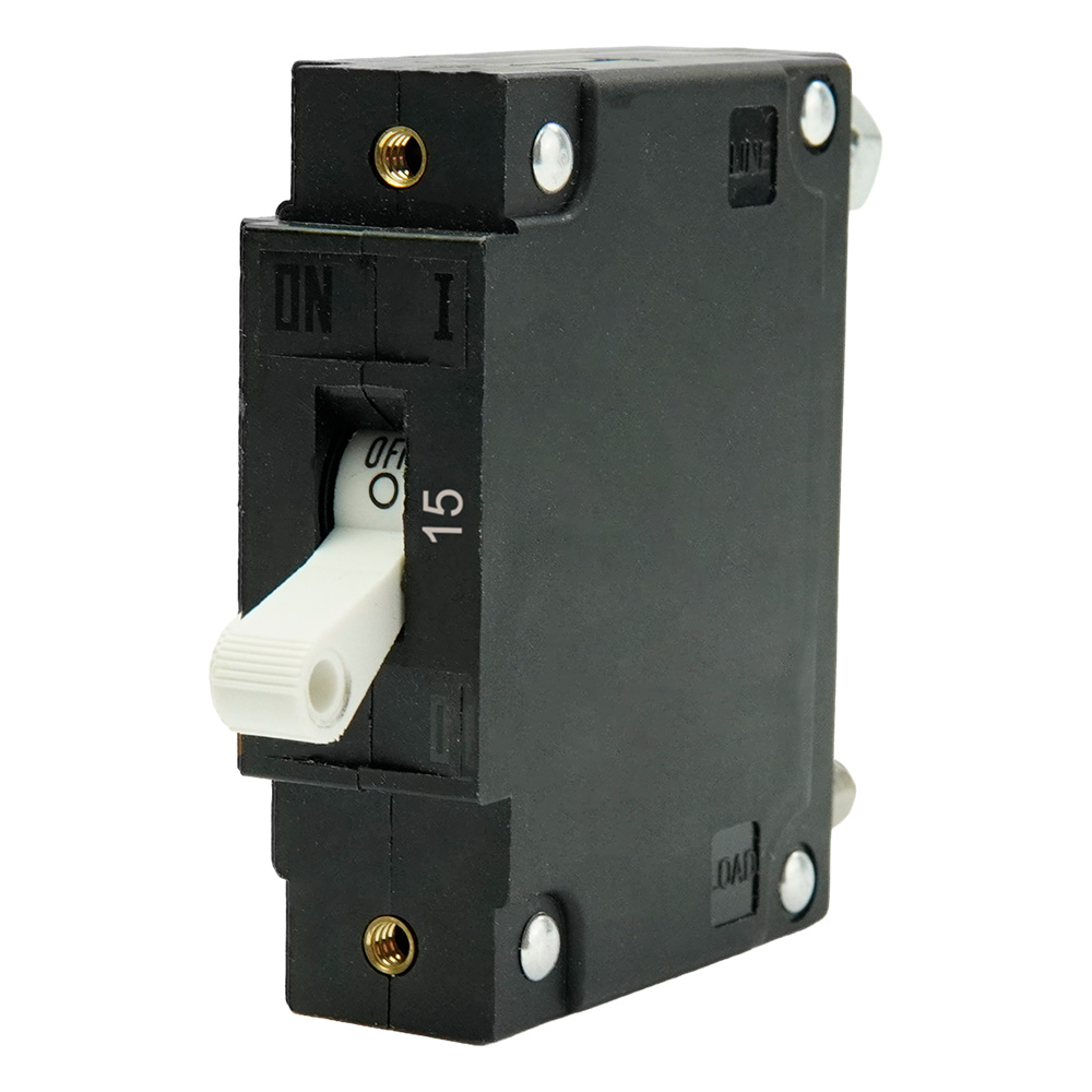Image 1: Egis C Series White Toggle Panel Mount Circuit Breaker - Single Pole 15A