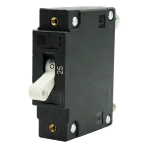 Image 1: Egis C Series White Toggle Panel Mount Circuit Breaker - Single Pole 25A