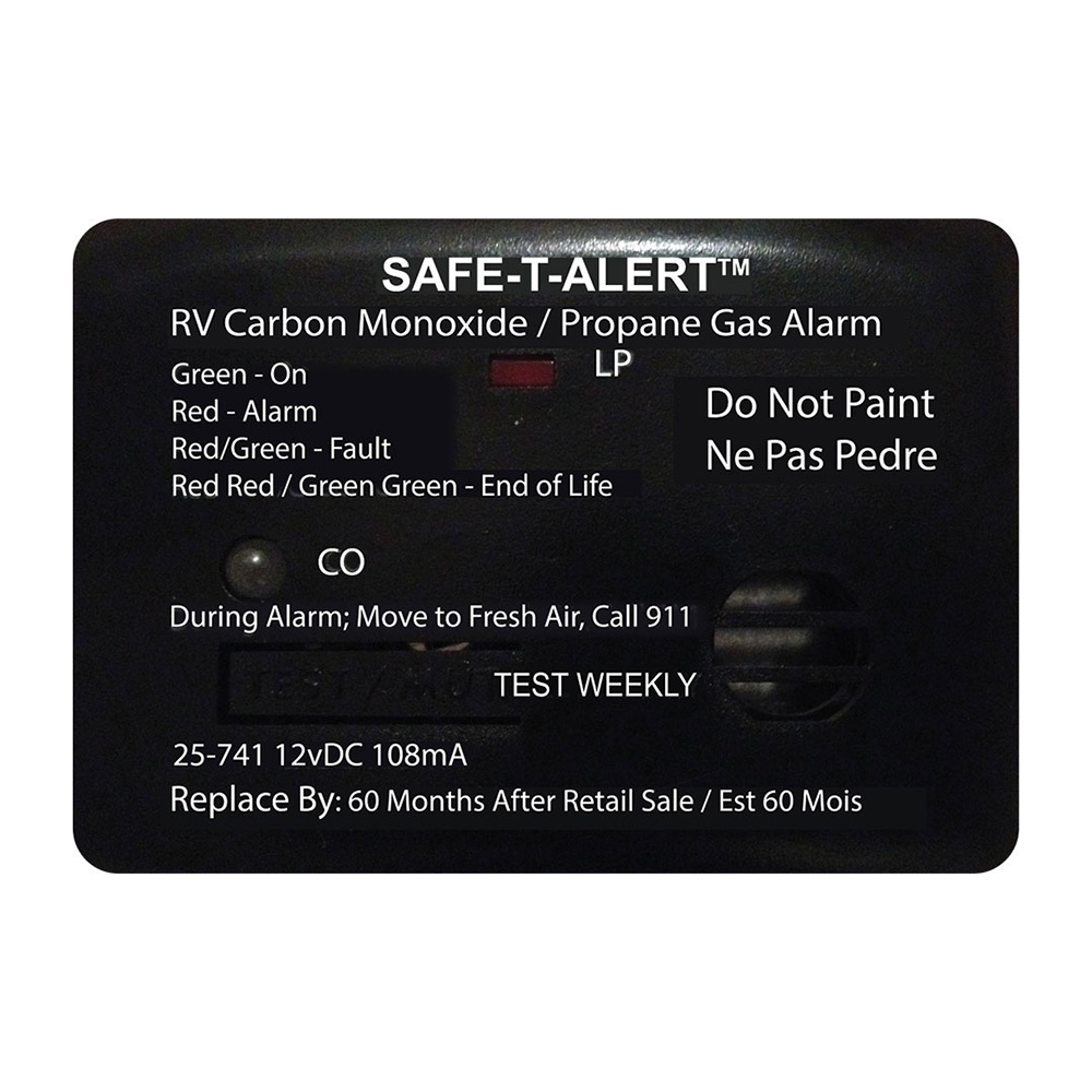 Image 1: Safe-T-Alert 25 Series Surface Mount Dual Carbon Monoxide/Propane Alarm - 12V Hardwire - Black