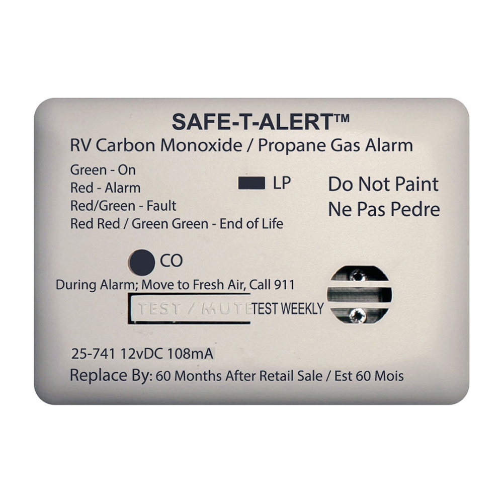 Image 1: Safe-T-Alert 25 Series Surface Mount Dual Carbon Monoxide/Propane Alarm - 12V Hardwire - White