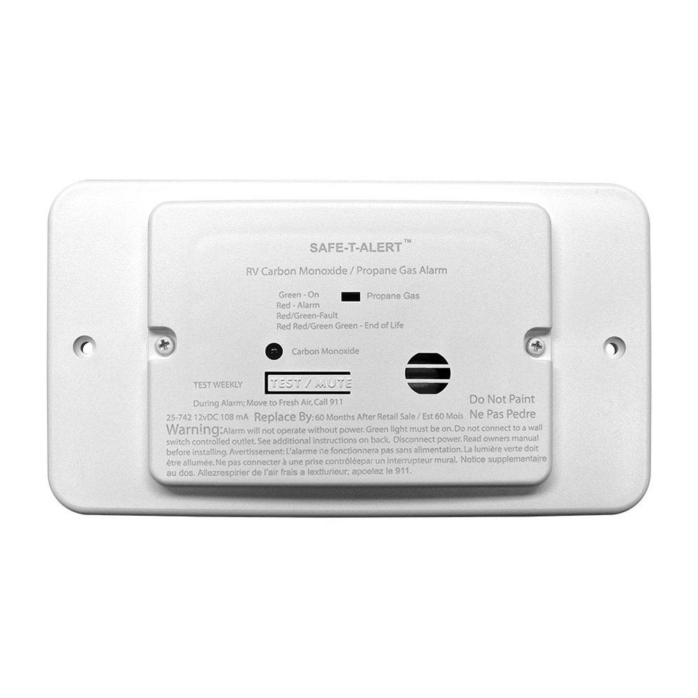 Image 1: Safe-T-Alert 25 Series Flush Mount Dual Carbon Monoxide/Propane Alarm w/Trim Ring - White - 12V Hard Wire
