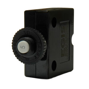 Image 1: Egis 5A Push Button Panel Mount Circuit Breaker - Spade Terminal