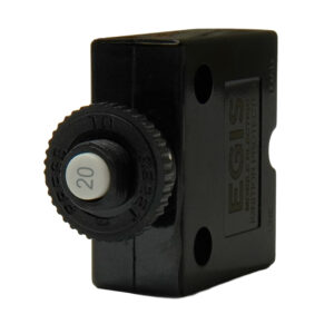 Image 1: Egis 20A Push Button Panel Mount Circuit Breaker - Spade Terminal