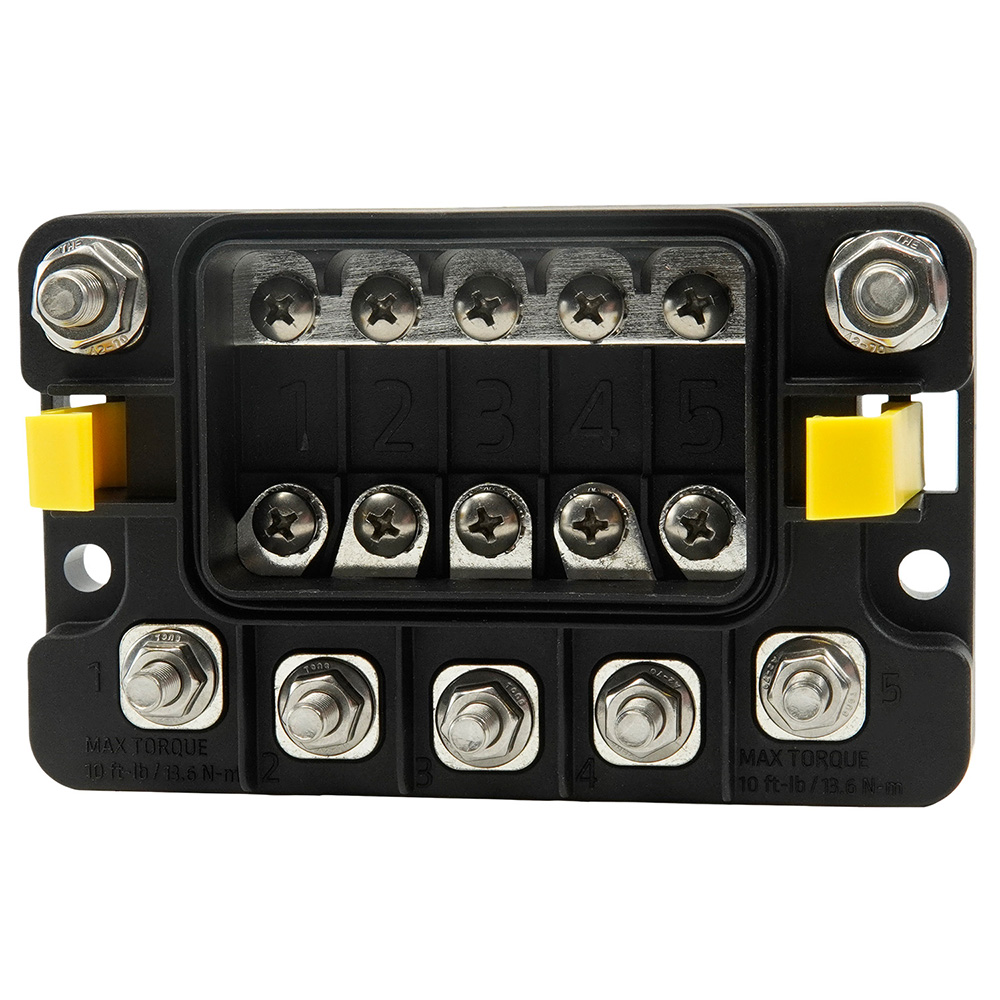 Image 1: Egis MIDI 5 Circuit Fuse Block w/Sealed Cover - M8 Inputs - M6 Outputs