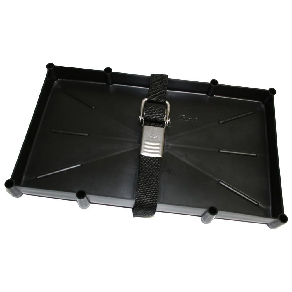 Image 1: T-H Marine 27 Series Battery Holder Tray w/Stainless Buckled Strap