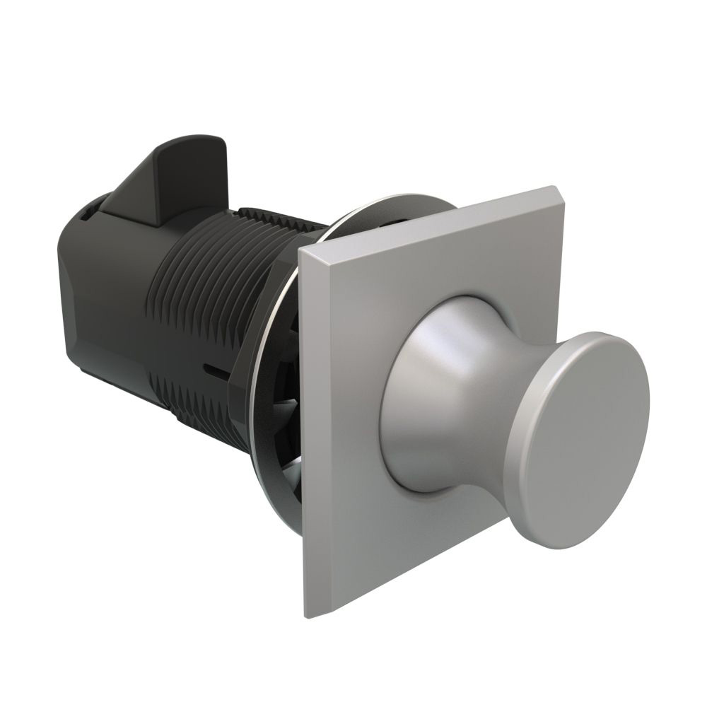 Image 1: Southco Push-To-Close Latch - Square Housing - Satin Housing - Satin Knob