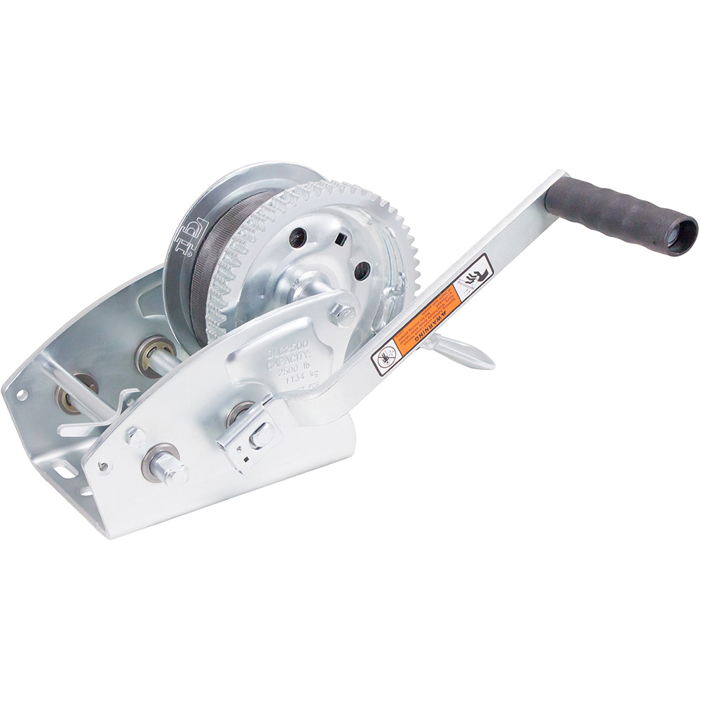Image 1: Load Rite Two-Speed Trailer Winch - 2500lbs - 27' Strap - 8" Handle