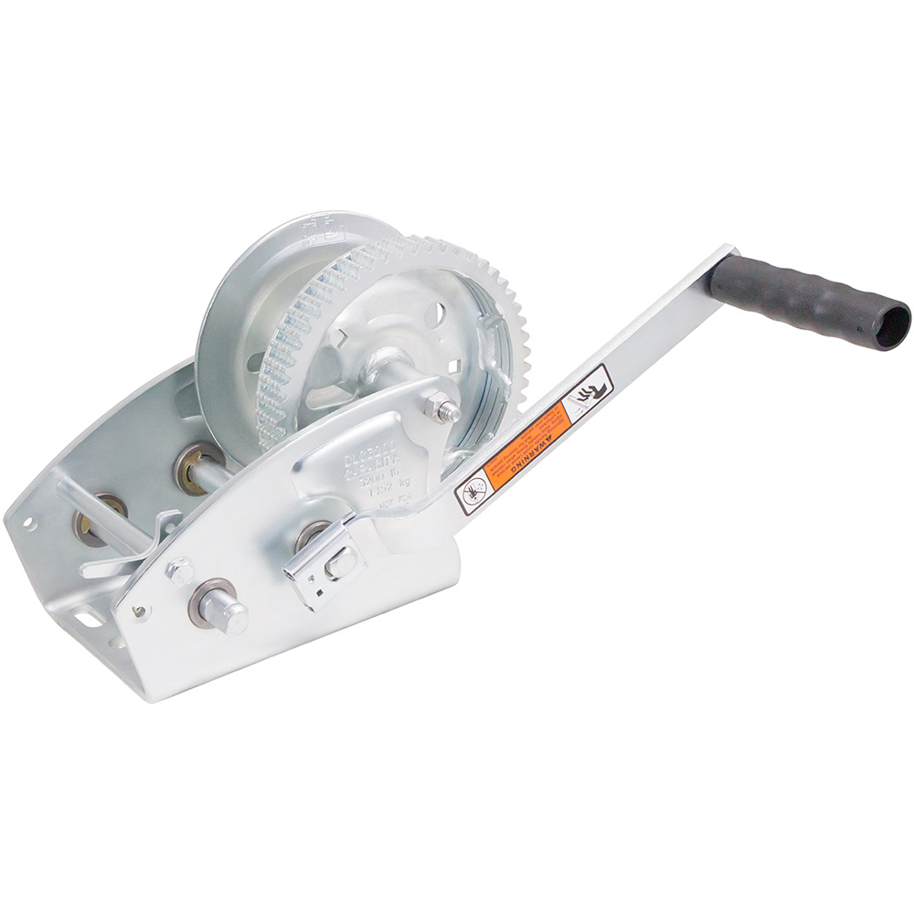 Image 1: Load Rite Two-Speed Trailer Winch - 3200lbs - 25' Strap - 8" Handle