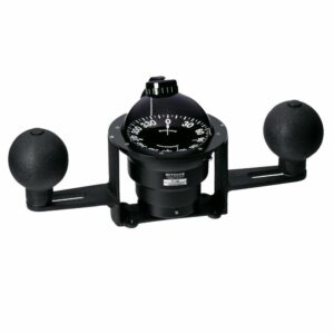 Image 1: Ritchie YB-600 Globemaster Steel Boat Compass w/5° Card - 12V - Yoke Mounted - Black