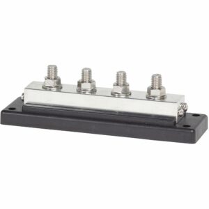 Image 1: Blue Sea 2104 PowerBar 600AMP Cable Connector 4 x 3/8 16 Stud Terminal
