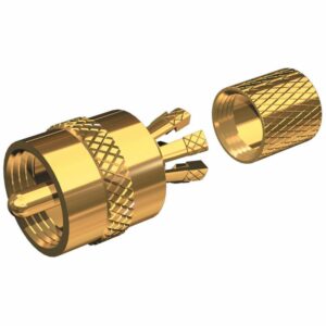 Image 1: Shakespeare PL-259-CP-G - Solderless PL-259 Connector for RG-8X or RG-58/AU Coax - Gold Plated