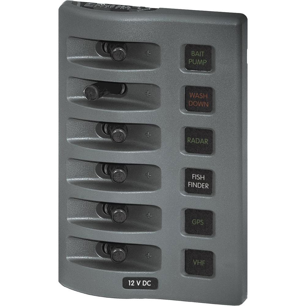Image 1: Blue Sea 4306 WeatherDeck Water Resistant Fuse Panel - 6 Position - Grey