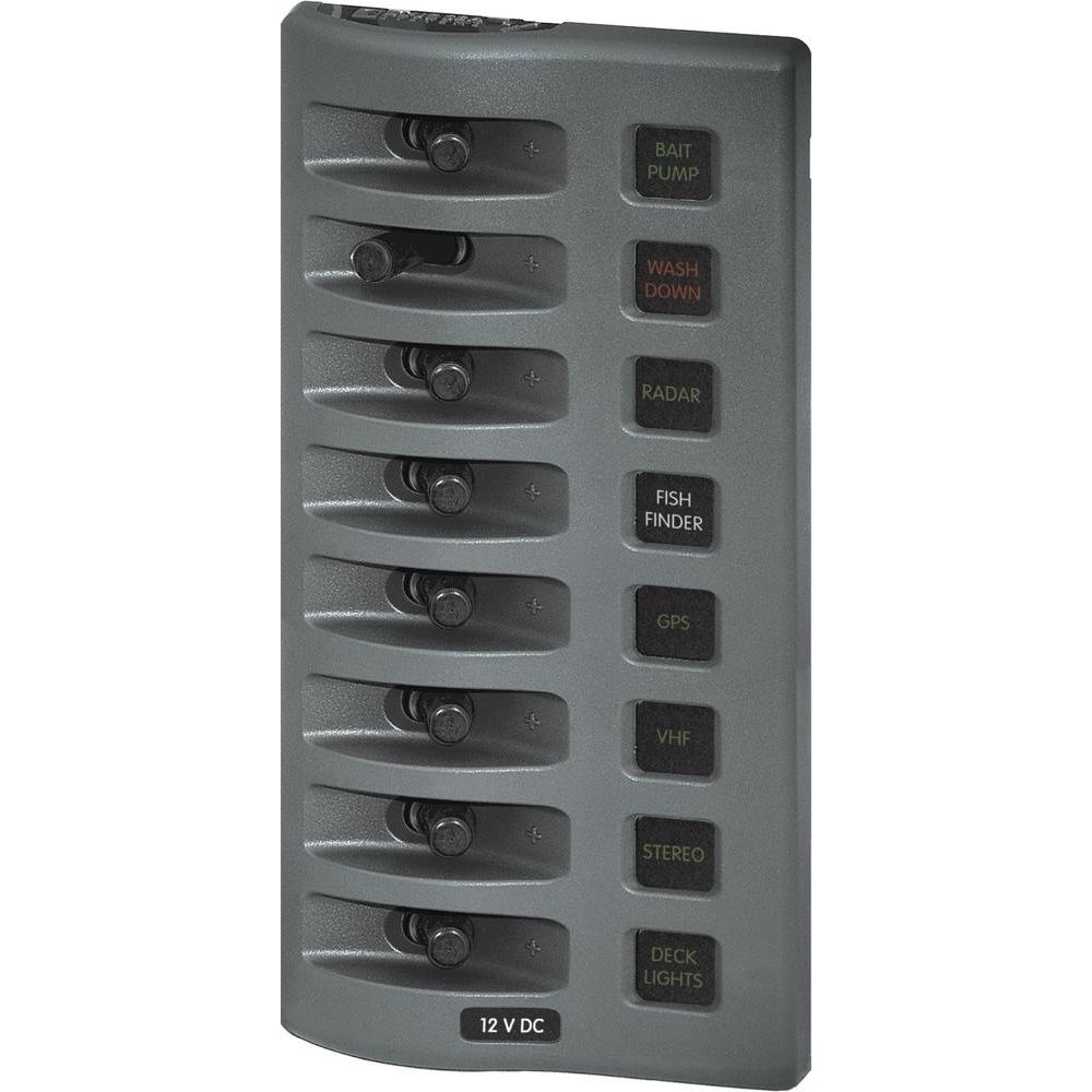 Image 1: Blue Sea 4308 WeatherDeck Water Resistant Fuse Panel - 8 Position - Grey