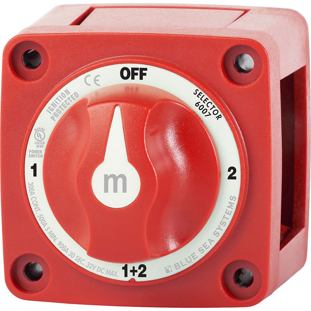 Image 1: Blue Sea 6007 m-Series (Mini) Battery Switch Selector Four Position Red