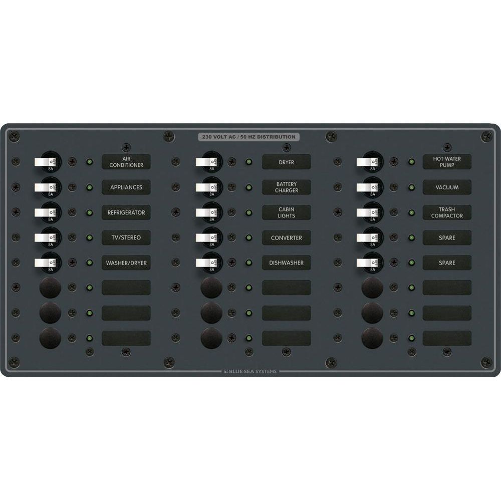 Image 1: Blue Sea 8165 AV 24 Position 230v (European) Breaker Panel - White Switches