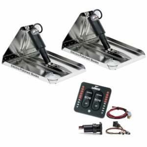 Image 1: Lenco 16" x 12" Heavy Duty Performance Trim Tab Kit w/LED Indicator Switch Kit 12V
