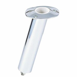 Image 1: Lee's 15° Stainless Steel Swivel Base Flush Mount Rod Holder 2.25" OD X 10.5" Tube