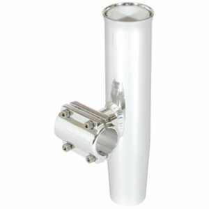 Image 1: Lee's Clamp-On Rod Holder - Silver Aluminum - Horizontal Mount - Fits 1.050" O.D. Pipe