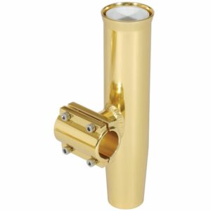 Image 1: Lee's Clamp-On Rod Holder - Gold Aluminum - Horizontal Mount - Fits 1.660" O.D. Pipe
