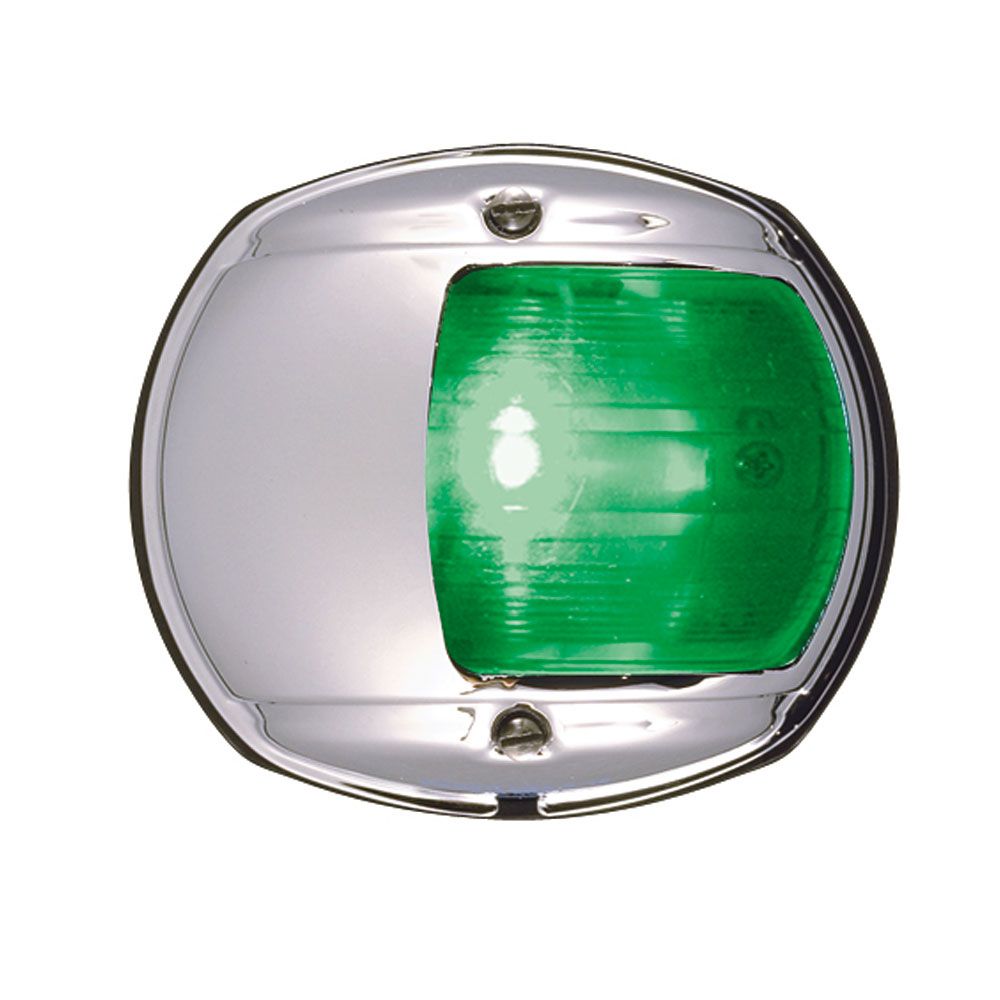Image 1: Perko LED Side Light - Green - 12V - Chrome Plated Housing