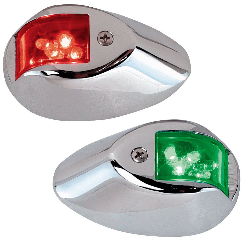 Image 1: Perko LED Sidelights - Red/Green - 12V - Chrome Plated Housing