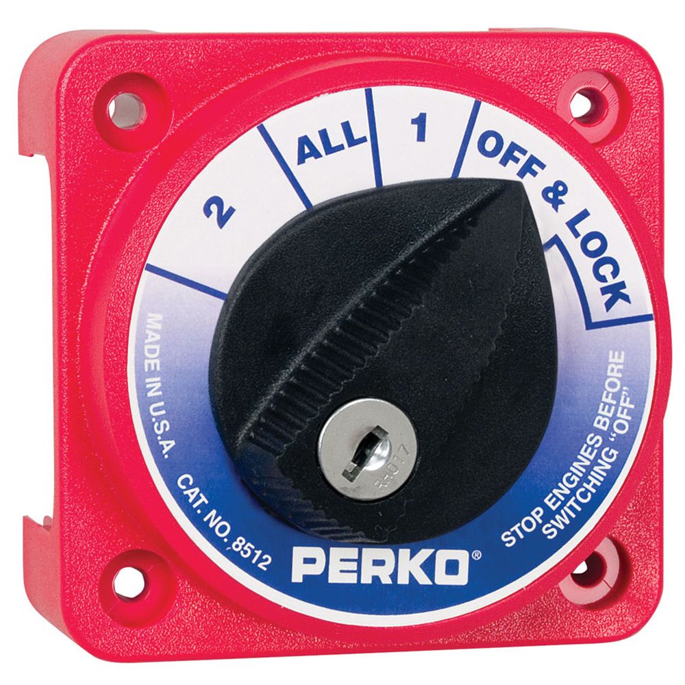 Image 1: Perko Compact Medium Duty Battery Selector Switch w/Key Lock