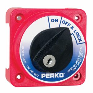 Image 1: Perko 9612DP Compact Medium Duty Main Battery Disconnect Switch w/Key Lock