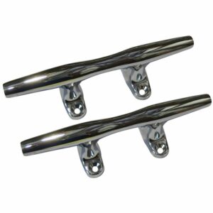 Image 1: Perko 4" Open Base Cleat - Chrome Plated Zinc - Pair
