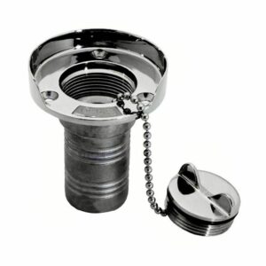 Image 1: Whitecap Gas Hose Deck Fill w/Splash Guard - 1-1/2" Chain