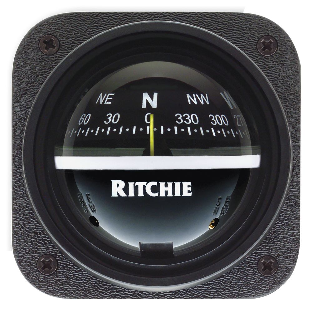 Image 1: Ritchie V-537 Explorer Compass - Bulkhead Mount - Black Dial