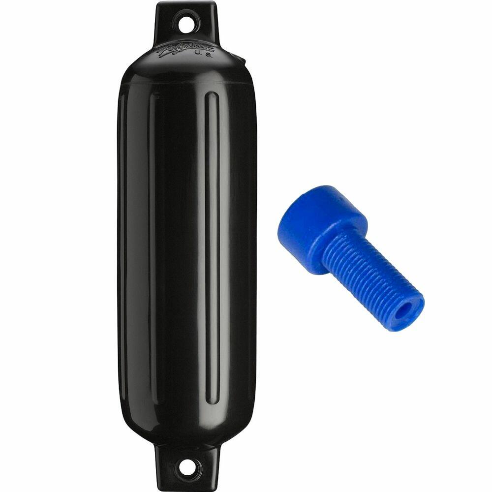 Image 1: Polyform G-3 Twin Eye Fender 5.5" x 19" - Black w/Air Adapter