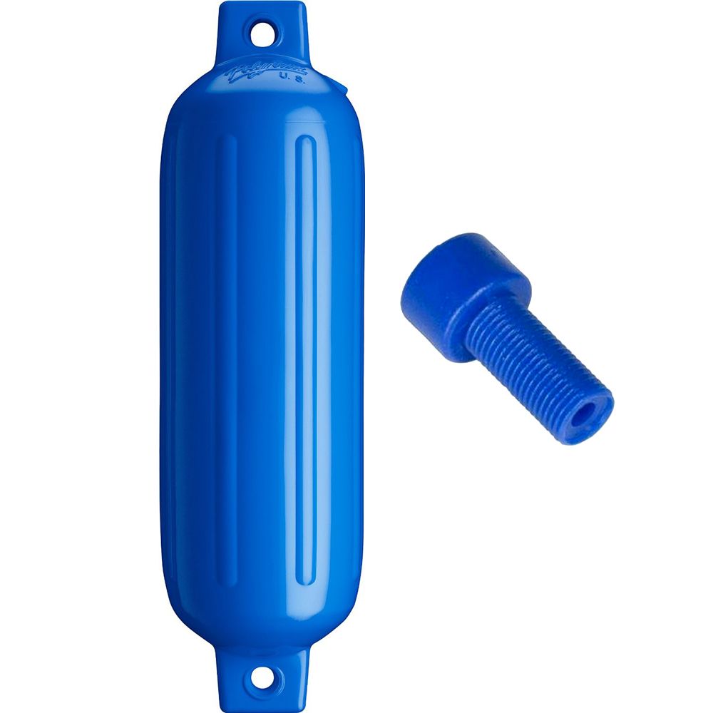 Image 1: Polyform G-3 Twin Eye Fender 5.5" x 19" - Blue w/Adapter