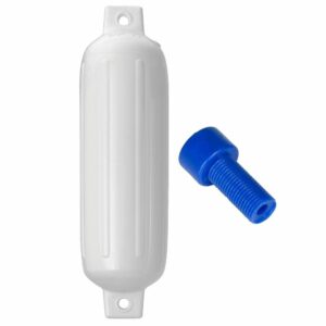 Image 1: Polyform G-3 Twin Eye Fender 5.5" x 19" - White w/Adapter