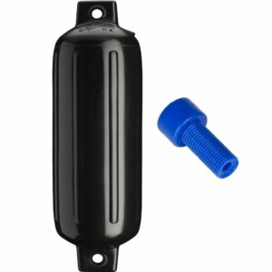 Image 1: Polyform G-4 Twin Eye Fender 6.5" x 22" - Black w/Adapter