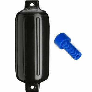Image 1: Polyform G-5 Twin Eye Fender 8.8" x 26.8" - Black w/Adapter