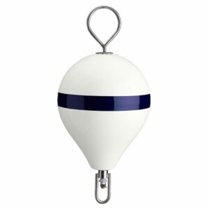 Image 1: Polyform 13.5" CM Mooring Buoy w/SS Iron - White Blue Stripe