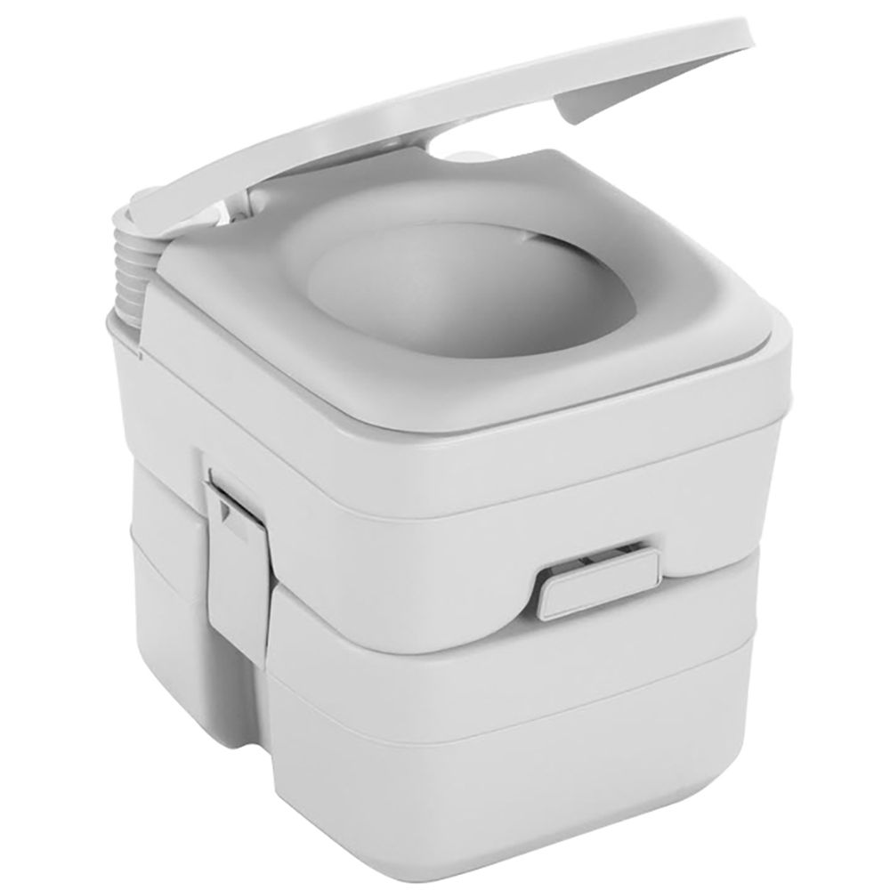 Image 1: Dometic 965 Portable Toilet w/Mounting Brackets- 5 Gallon - Platinum